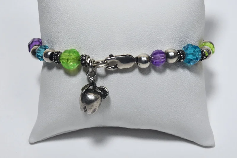 minimalistic bangles for women-Apple Charm Beaded Bracelet