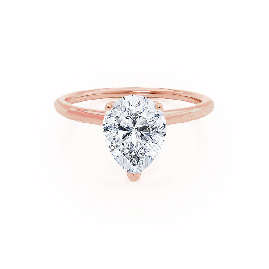 affordable engagement rings for women-LULU - Pear Lab Diamond 18k Rose Gold Petite Solitaire