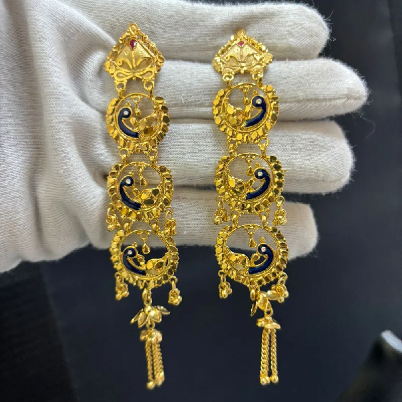 luxurious hoop earrings for women-Pari Art Jewellery Gold Forming Dangler Earrings