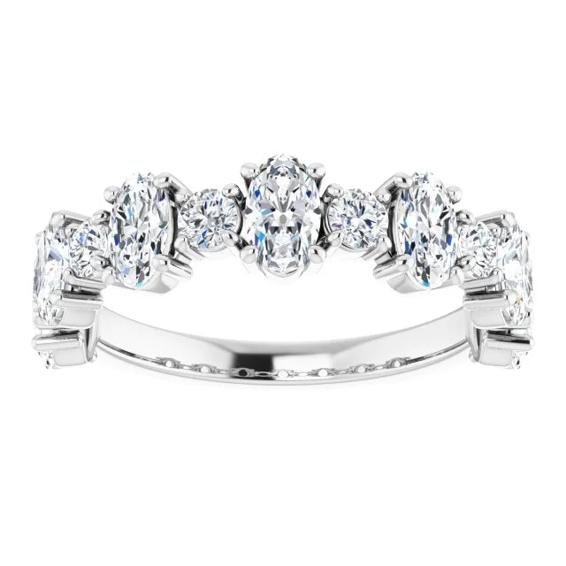 eternity rings for women-1.83 ct. Oval & Round Cut Diamond Wedding Band