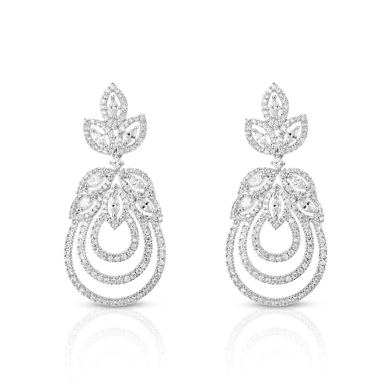 sparkling diamond earrings for women-Nipura Silver Bouquet of Love Danglers