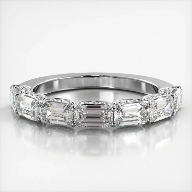 oversized rings for women-3.01 ct. Round And Emerald Diamond Wedding Band