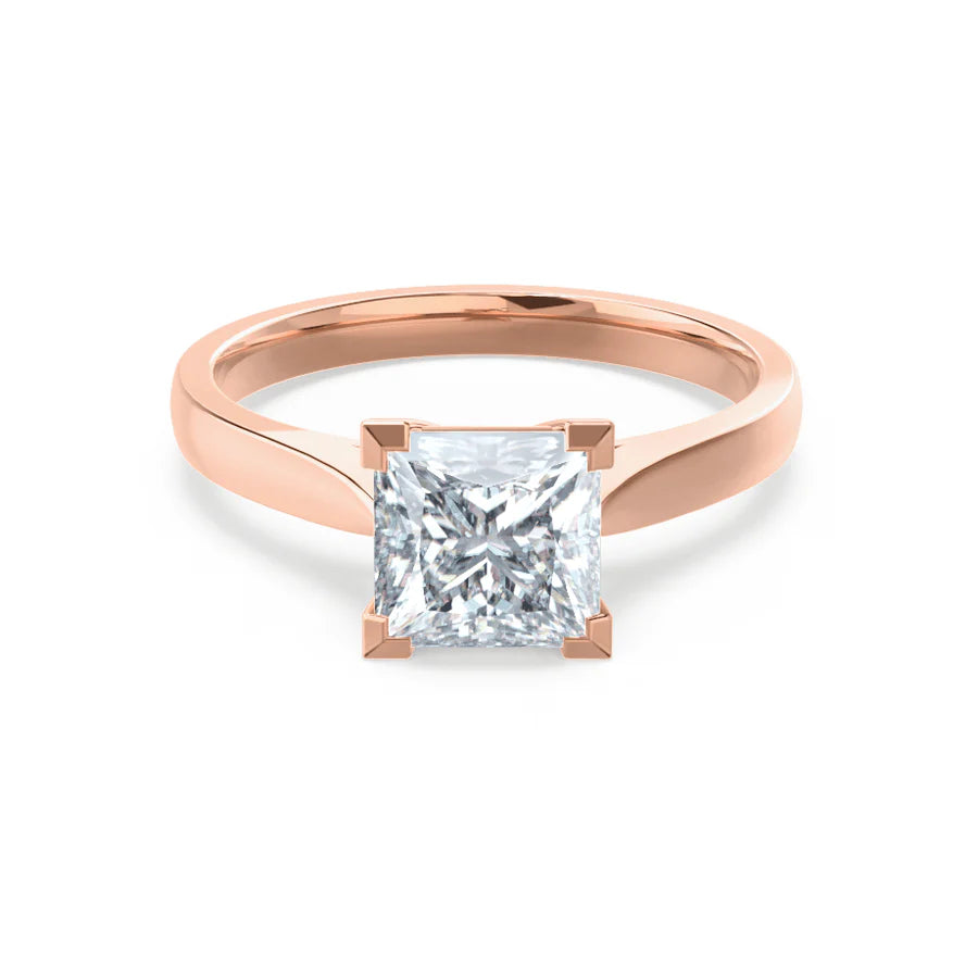 affordable sapphire engagement rings for women-ROSALEE - Princess Lab Diamond 18k Rose Gold Solitaire