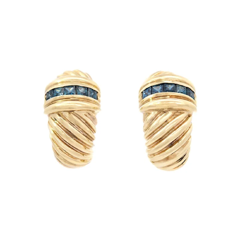 luxury pearl earrings for women-DAVID YURMAN Estate 14k Sapphire Earrings