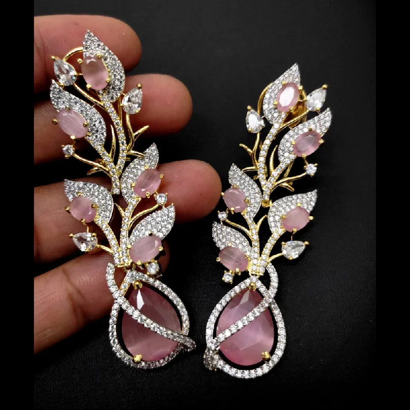 unique earrings for women-Aamrapali Gold Plated AD Dangler Earrings