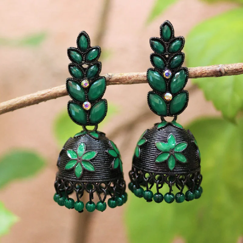 dainty earrings for women-H K Fashion Black Plated Jhumki Earrings