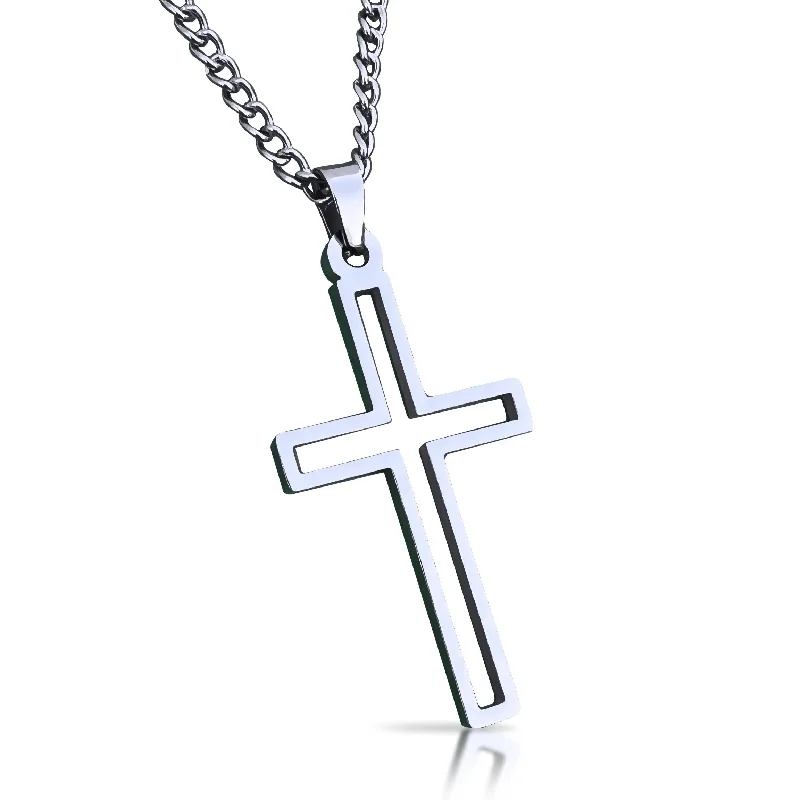 infinity necklaces for women-Varsity Cross Pendant With Chain Necklace - Stainless Steel