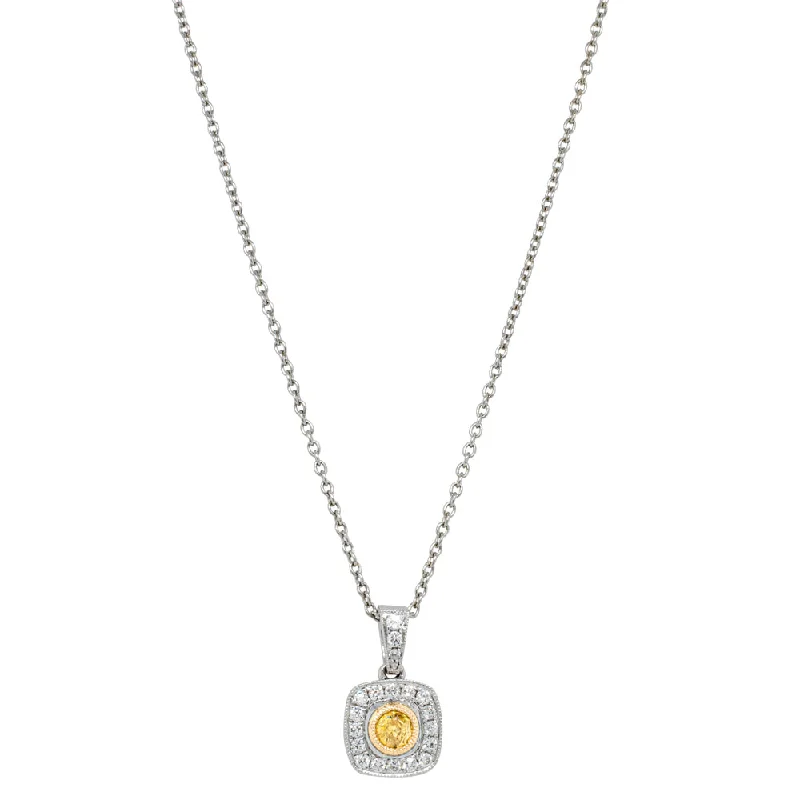 gemstone pendant necklaces for women-18ct White Gold .16ct Yellow Diamond Pendant