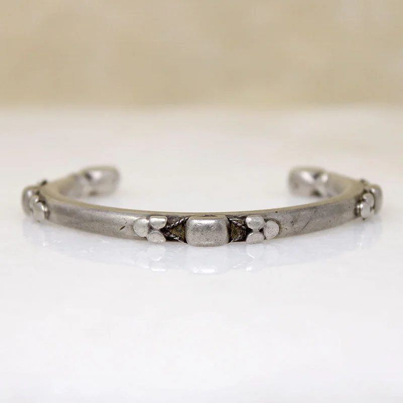 unique bangles for women-Egyptian Beaded Silver Cuff Bracelet