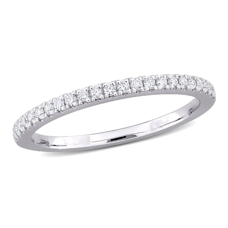 stackable gold engagement rings for women-Created Forever 1/5ct TW Lab-Grown Diamond Semi-Eternity Anniversary Ring in 14k White Gold