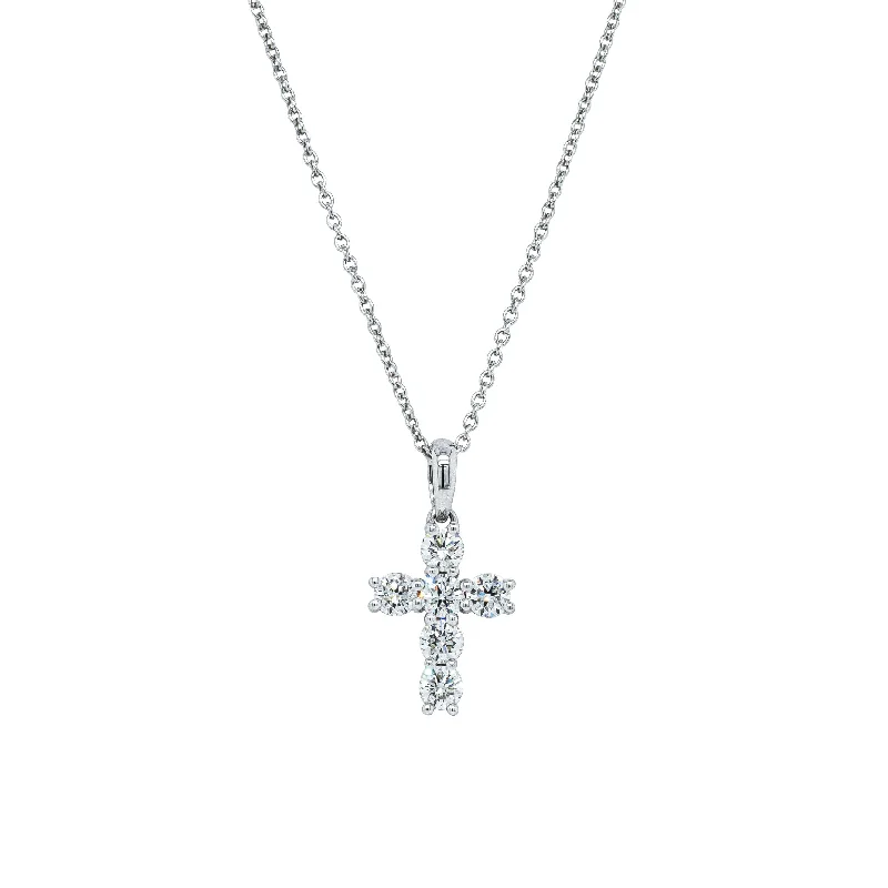 delicate gemstone necklaces for women-18ct White Gold .88ct Diamond Cross Pendant