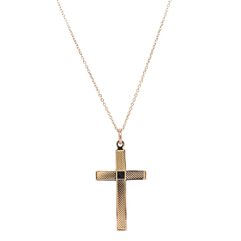 fashion statement necklaces for women-Vintage 9ct Yellow Gold Cross Pendant