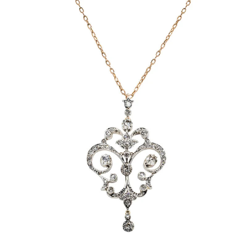 celestial necklaces for women-Vintage Silver & Gold 1.49ct Diamond Necklace