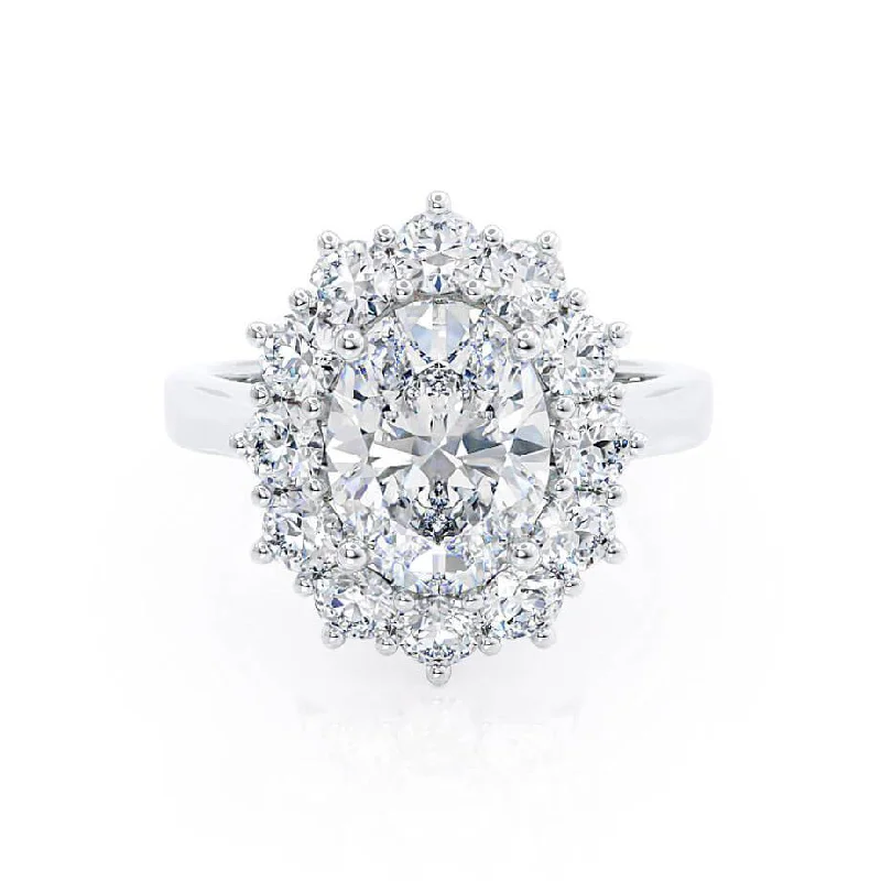 simple engagement rings for women-DIANA - Iconic Oval Lab Diamond Platinum 950 Halo