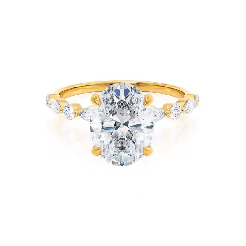 princess-cut engagement rings for women-ALLURE - Oval Diamond Scatter 18k Yellow Gold Engagement Ring