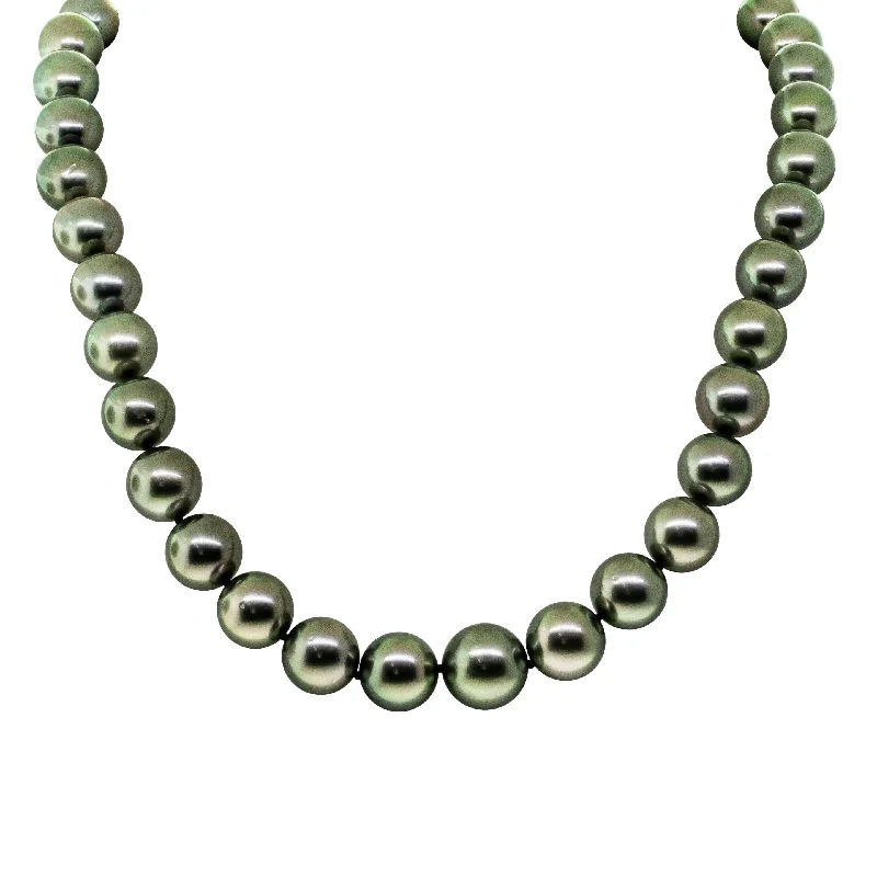 sterling silver chain necklaces for women-18ct Yellow Gold Tahitian Black Pearl Strand