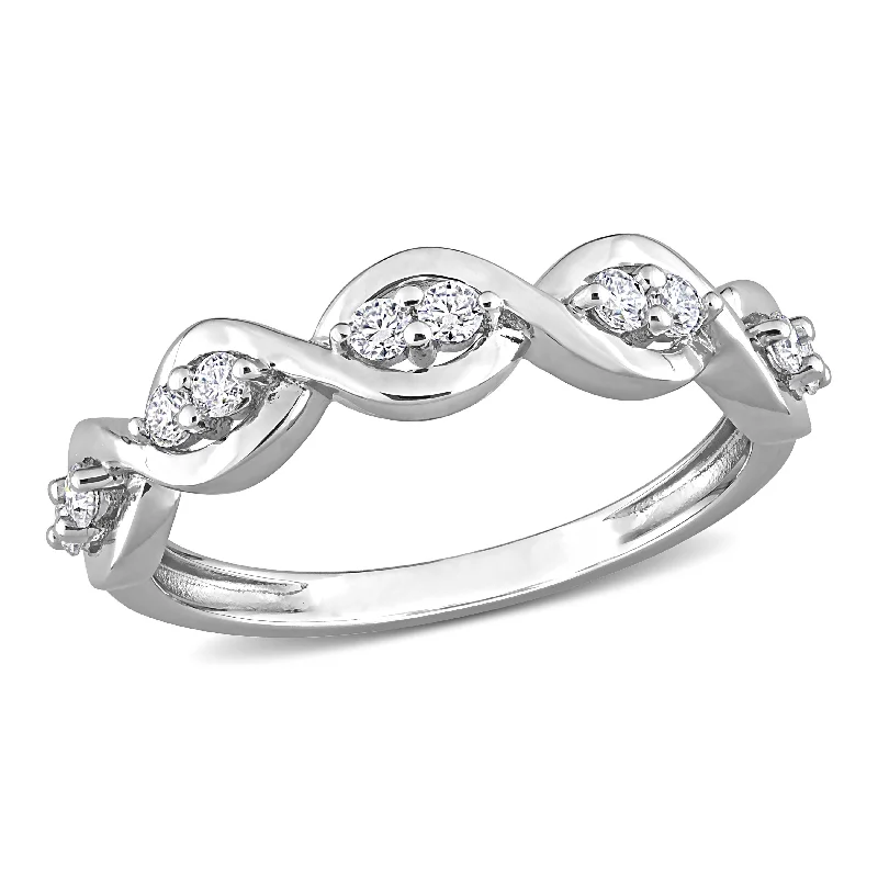 modern engagement rings for women-Mimi & Max 1/4ct DEW Created Moissanite Anniversary Ring in Sterling Silver