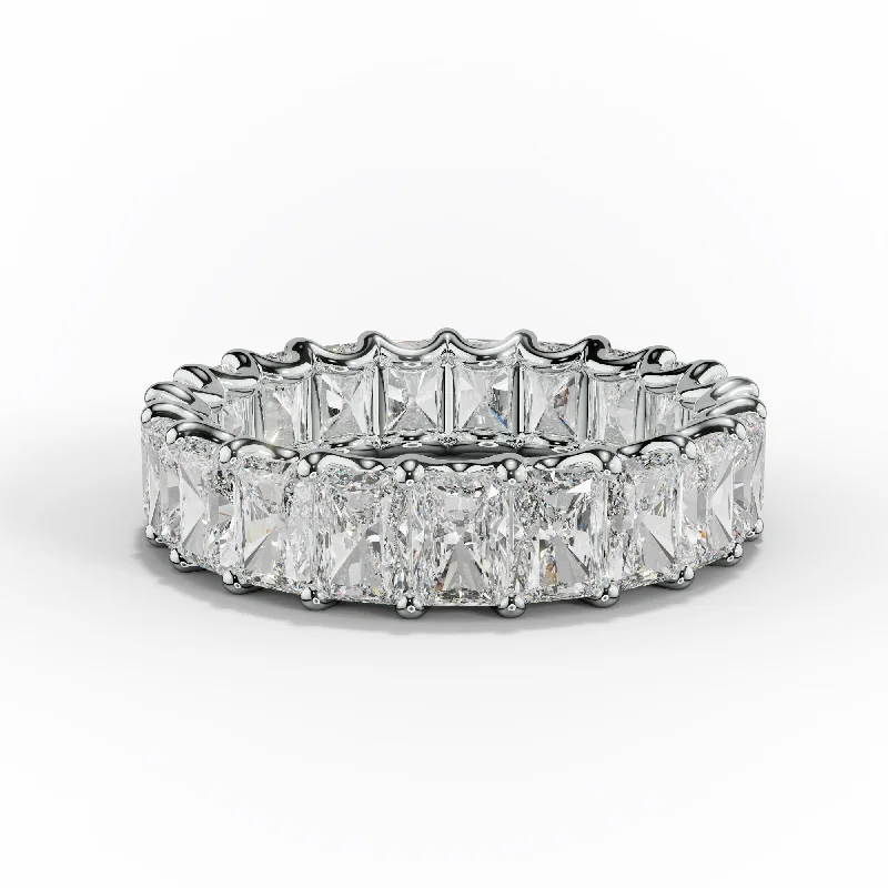 fancy rings for women-5.0 Carat Radiant Cut Diamond Eternity Band Shared Prong