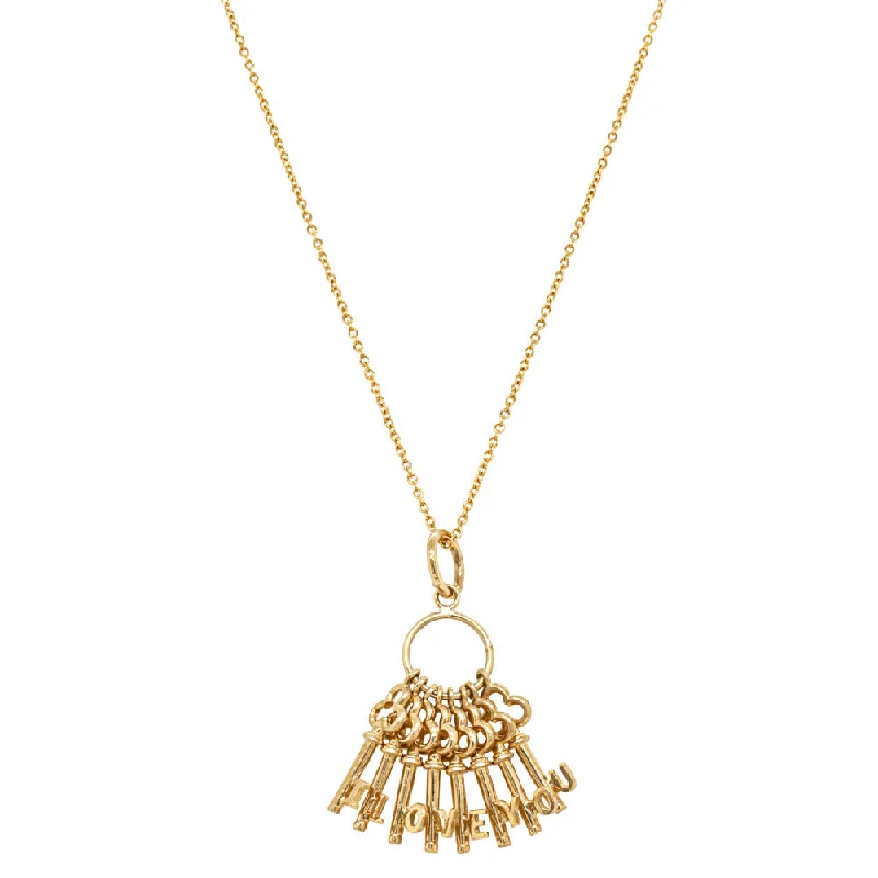 nature-inspired necklaces for women-Deja Vu 9ct Yellow Gold I Love You Keys Necklace