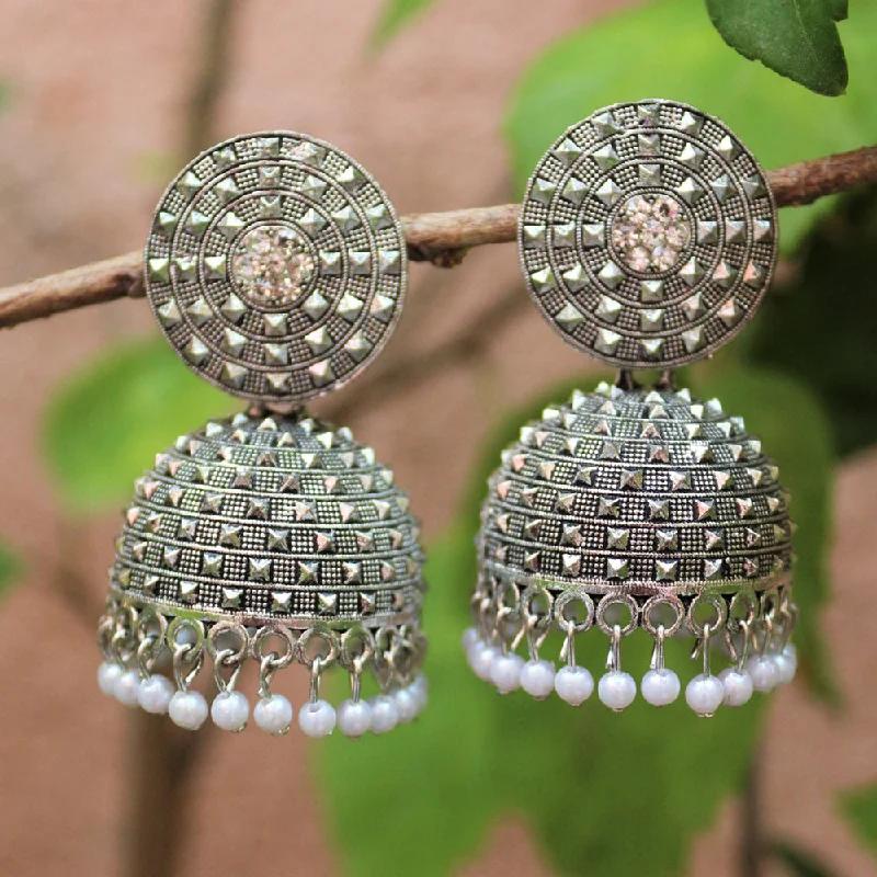 nature-inspired earrings for women-H K Fashion Oxidised Plated Jhumki Earrings