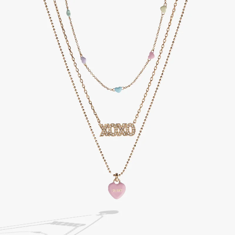 geometric necklaces for women-Sweethearts® Triple-Strand Charm Necklace