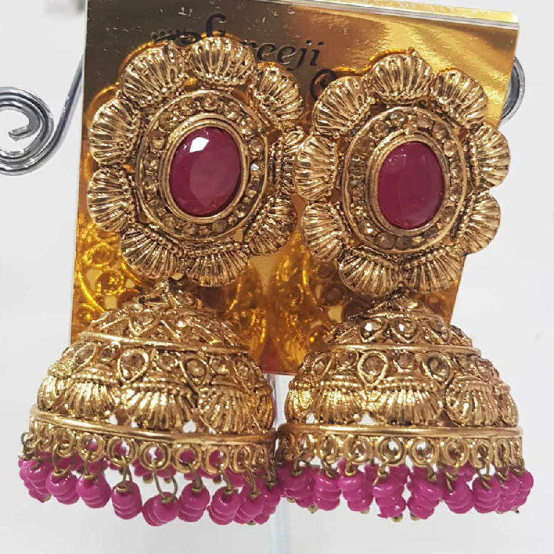 large statement earrings for women-Shreeji Gold Plated Jhumki Earrings