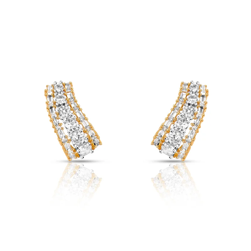 luxury gemstone earrings for women-Nipura Glinting Ripple J-hoop earrings