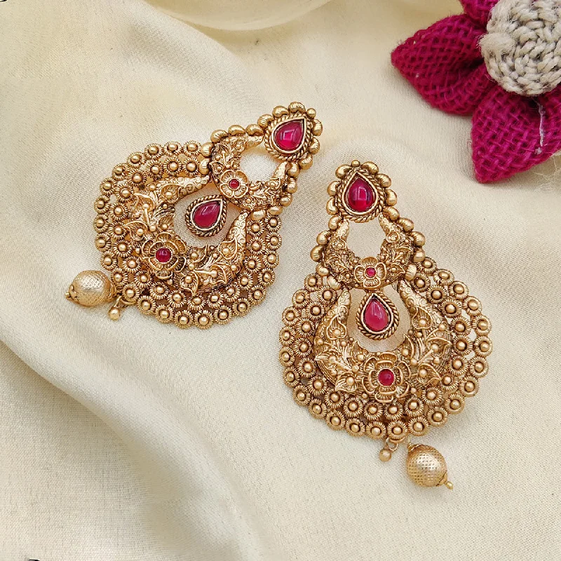 trendy hoop earrings for women-Jewel Addiction Copper Gold Pota Stone Dangler Earrings