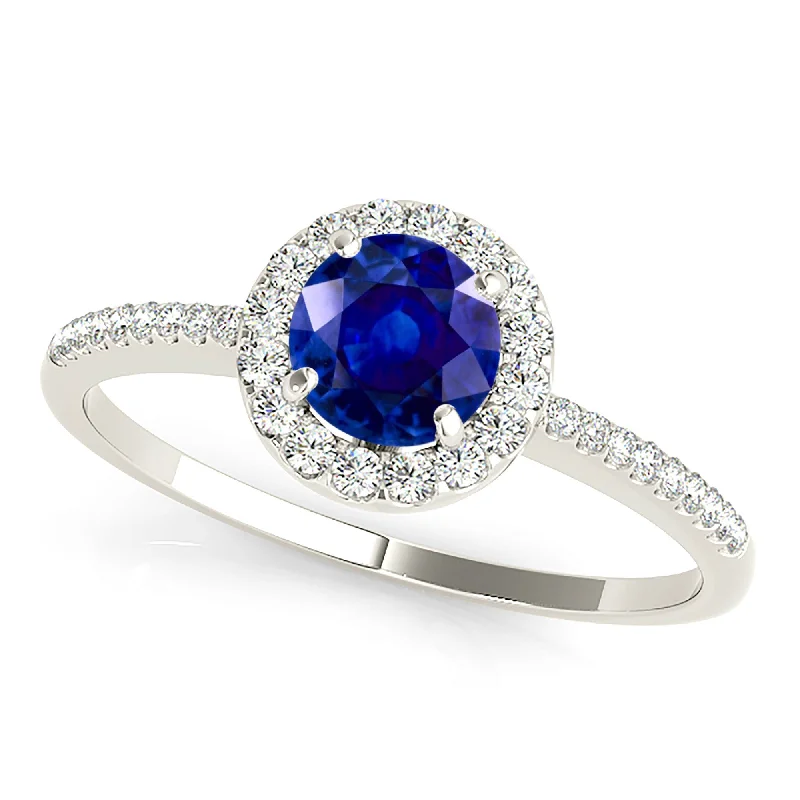 artistic rings for women-1.35 ct. Genuine Blue Sapphire Halo Ring with