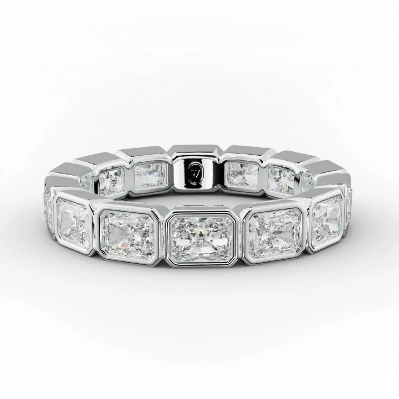 bold gemstone rings for women-3.0 Carat East West Bezel Set Radiant Diamond Eternity Band