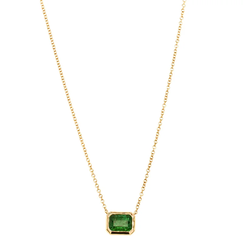 chic necklaces for women-18ct Yellow Gold 1.66ct Emerald Natalia Pendant