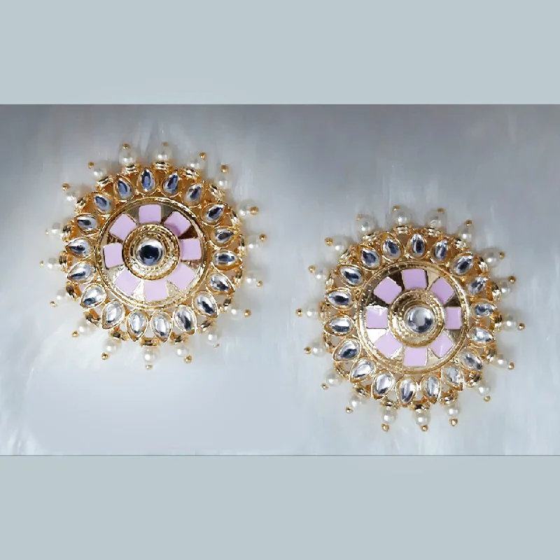 unique stud earrings for women-Deep Enterprises Gold Plated Kundan Stud Earrings