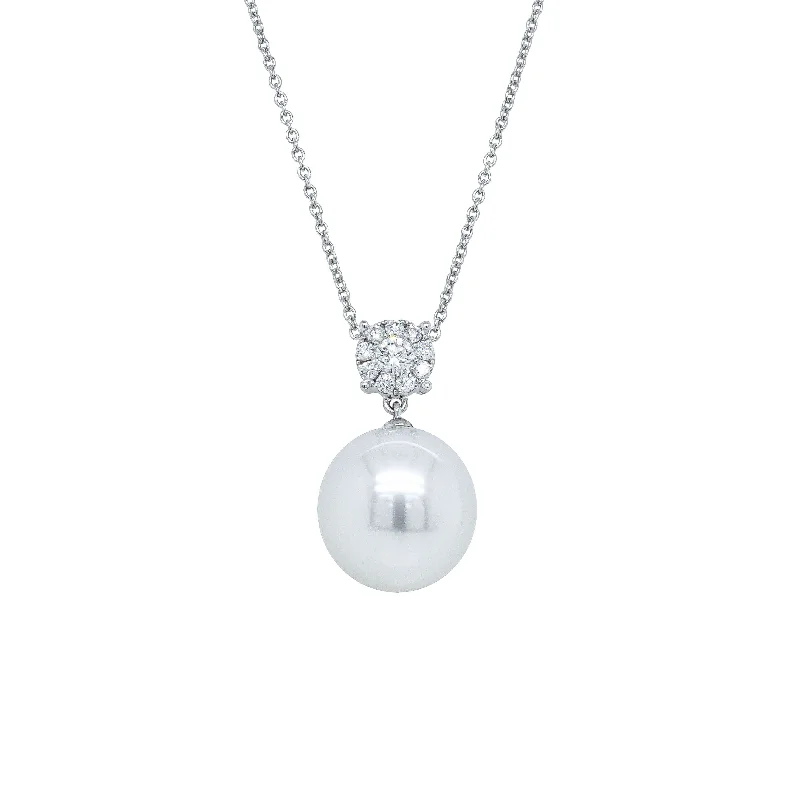 sapphire necklaces for women-18ct White Gold 13.4mm South Sea Pearl & Diamond Galaxy Necklace