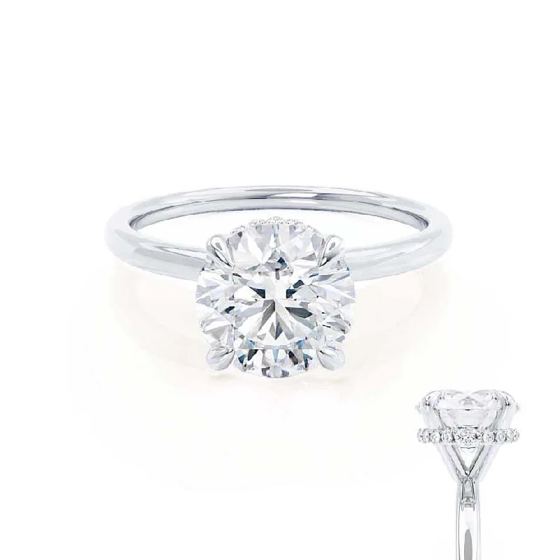 vintage-inspired engagement rings for women-PARIS - Round Diamond Hidden Halo 18k White Gold Engagement Ring