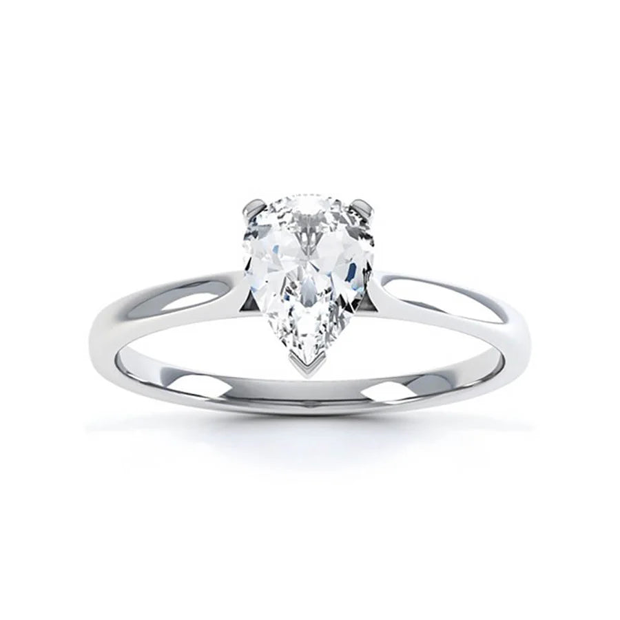 silver engagement rings for women-SLOANE - Pear Lab Diamond 950 Platinum Petite Solitaire