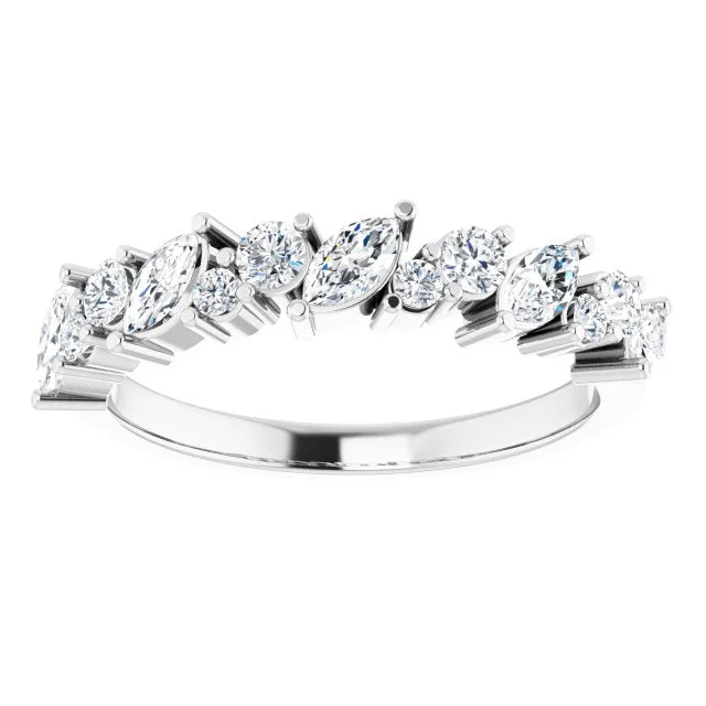 dainty rings for women-0.86 ct. Marquise And Round Diamond  Wedding Band