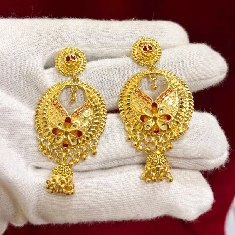 trendy earrings for women-Pari Art Jewellery Forming Gold Dangler Earrings