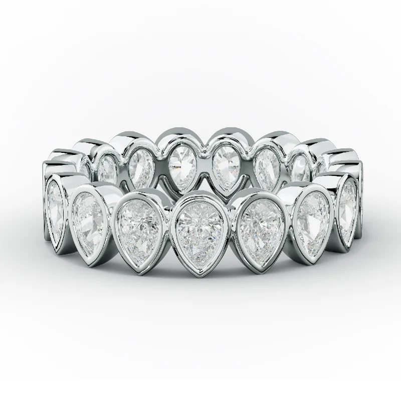 bridal rings for women-2.0 Carat Bezel Set Pear Cut Diamond Eternity Band