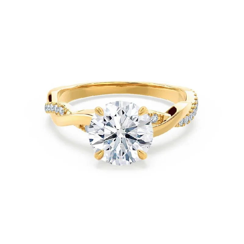 vintage engagement rings for women-EDEN - Round Natural Diamond 18k Yellow Gold Vine Solitaire Ring