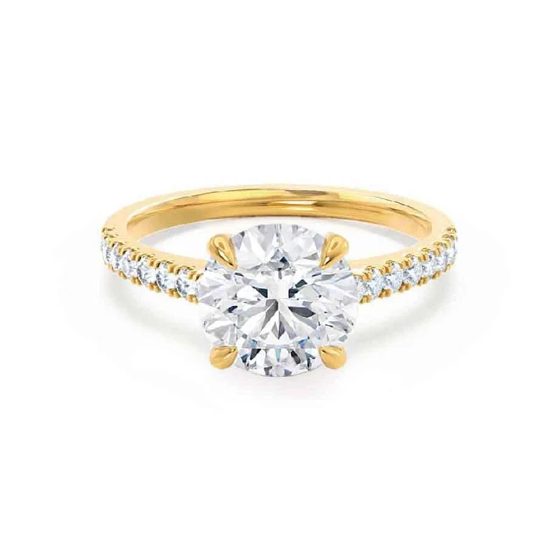 intricate engagement rings for women-VIOLA - Round Lab Diamond 18k Yellow Gold Shoulder Set