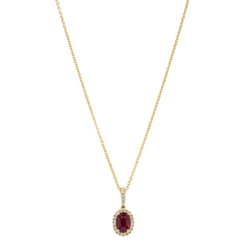 celestial necklaces for women-18ct Yellow Gold 1.29ct Ruby & Diamond Mini Sierra Pendant