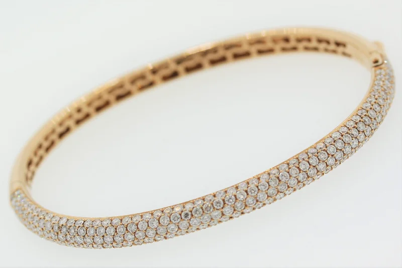 delicate bangles for women-Diamond Pave Gold Bangle Bracelet