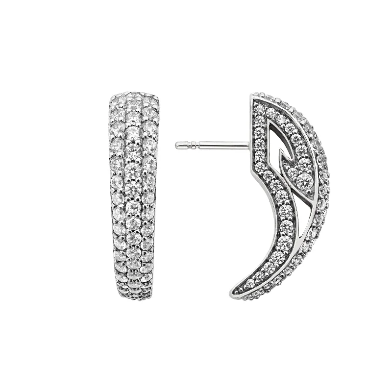 cute stud earrings for women-Talon Pavé Earring - Sterling Silver + CZ Blanc