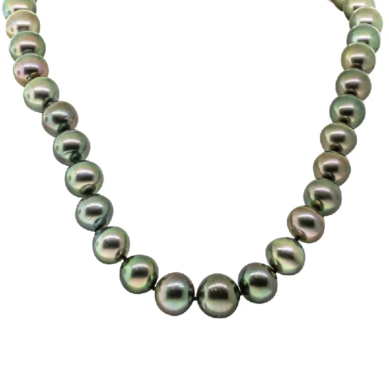 dainty necklaces for women-18ct Yellow Gold Tahitian Black Pearl Strand