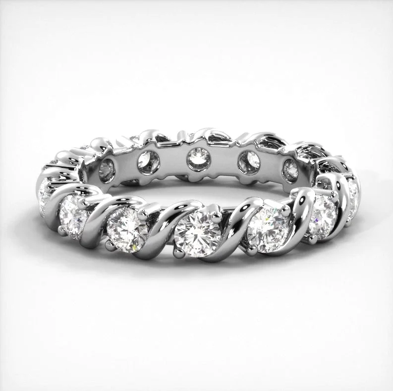 stylish wedding rings for women-1.05 ct. Round Diamond Eternity Wedding Band