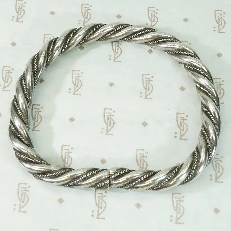 geometric bangles for women-High Grade Silver "D" Bangle Bracelet