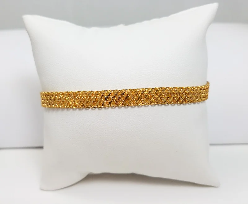 silver bangles for women-Fashionable 8" Solid 20k Yellow Gold Mesh Bracelet