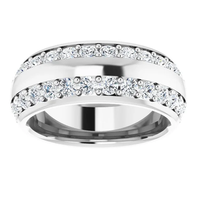 eternity bands for women-2.16 ct. Round Diamond Eternity Band Wide Double Row Diamond Ring