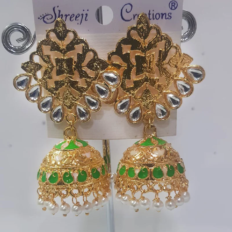 unique earrings for women-Shreeji Gold Plated Jhumki Earrings