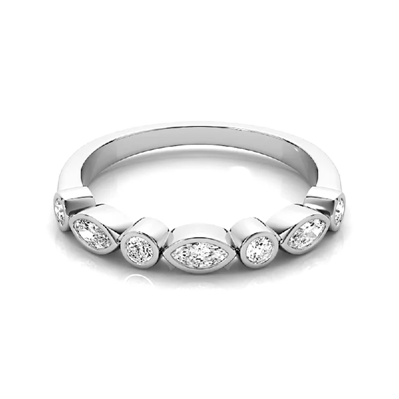 stackable gemstone rings for women-0.30 ct. Round And Marquise Diamond Wedding Ring